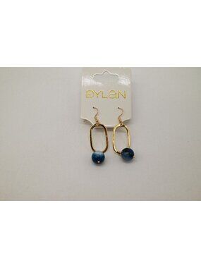NWT Dylan Jewelry Mila Earrings Deep Blue Gold Tone Dangle Drop Statement Boho